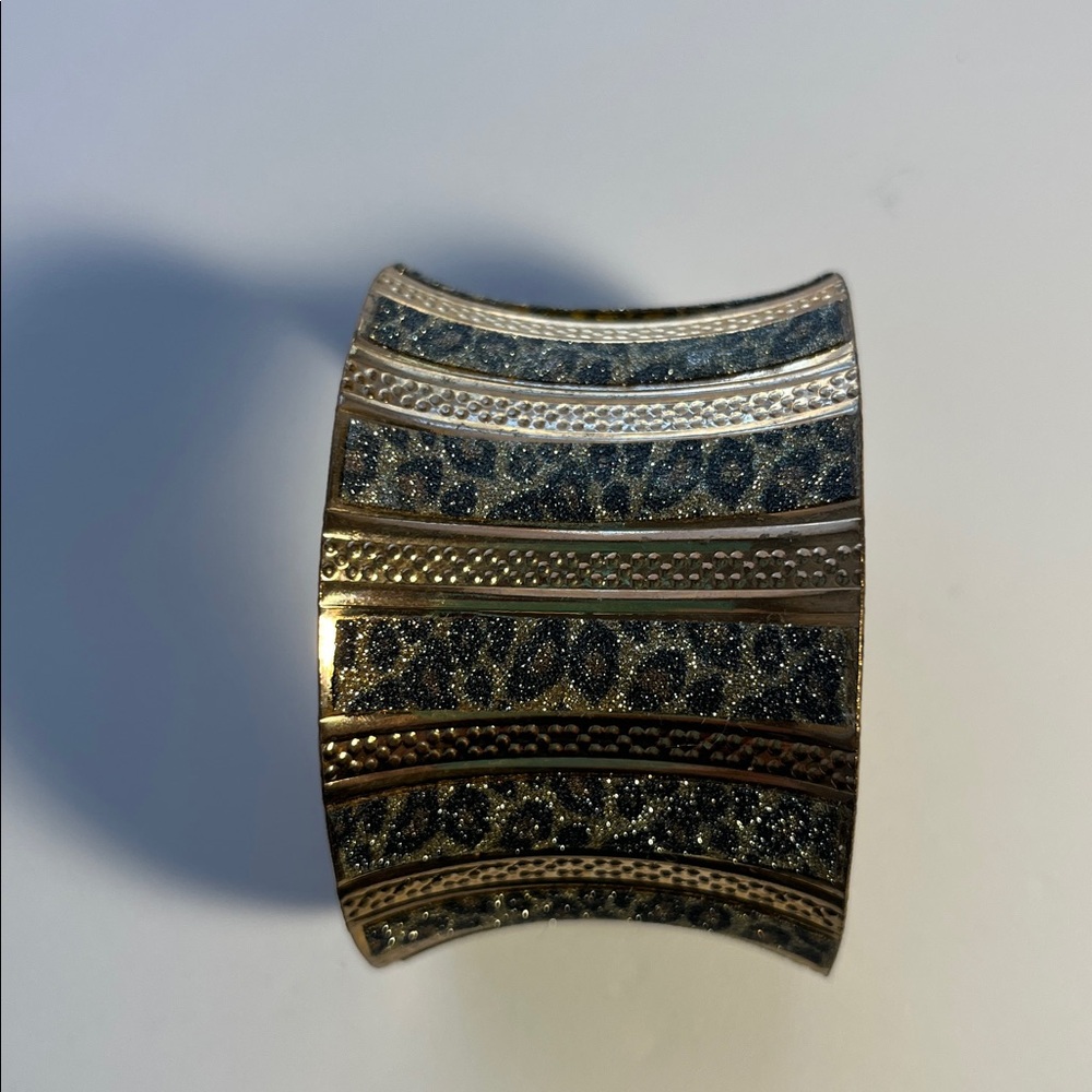 Gold And Patterned Cuff Bracelet - image 5